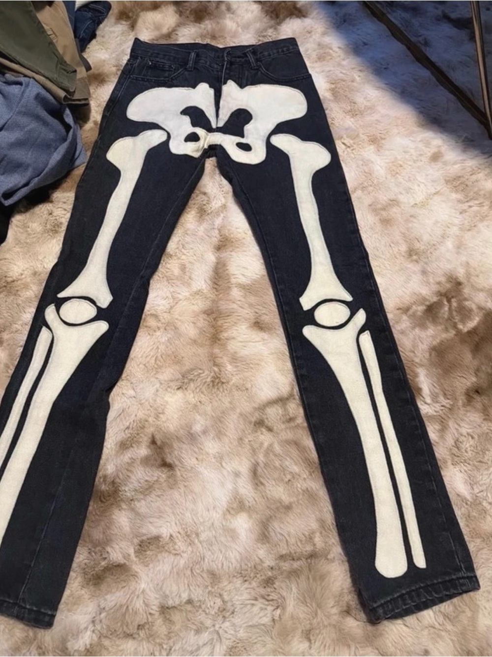 MNML Black Jeans with White Skeleton Graphic